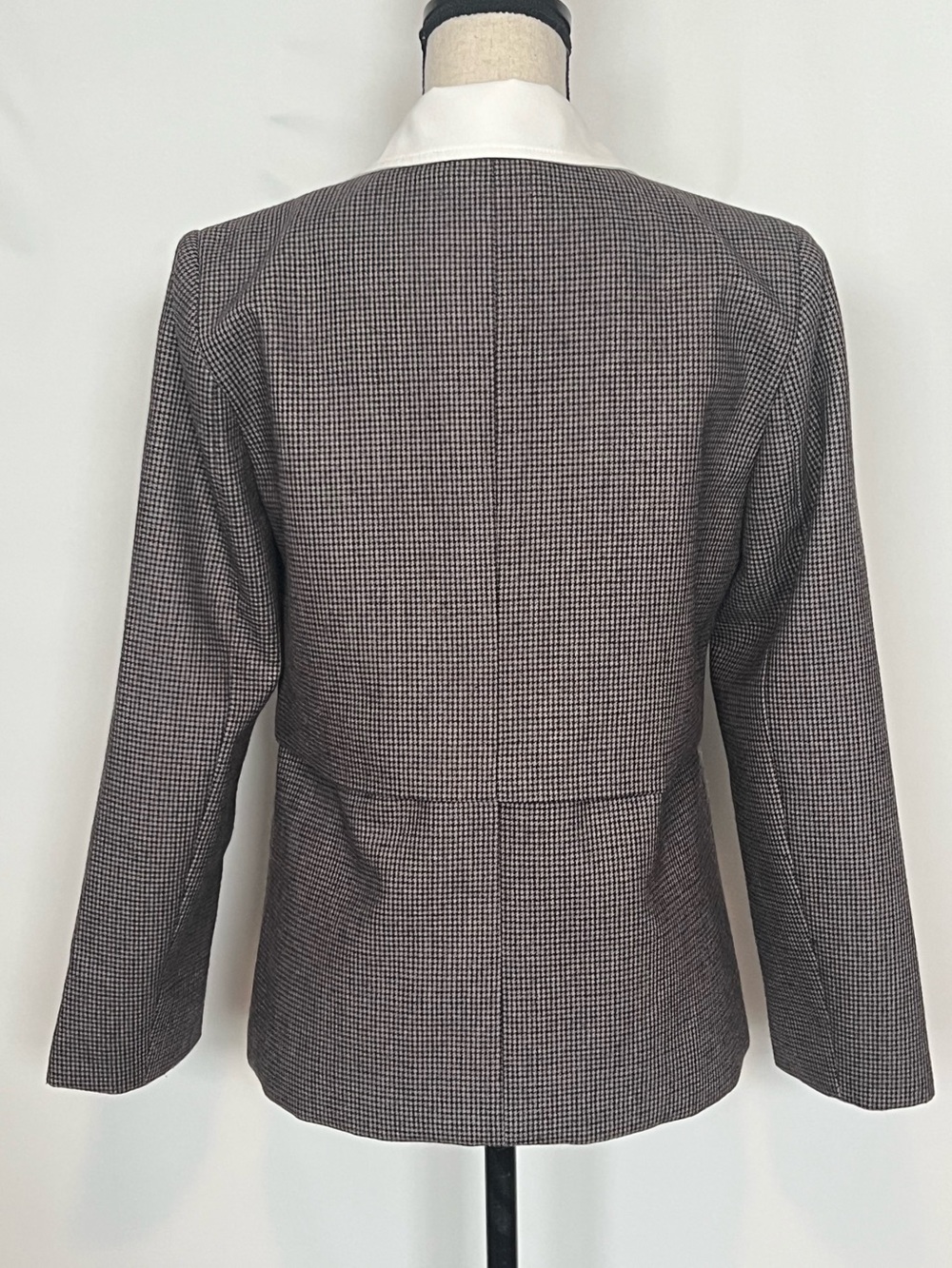 Sandro Paris Houndstooth Wool Blend Jacket Removable Collar Small - Picture 3 of 8
